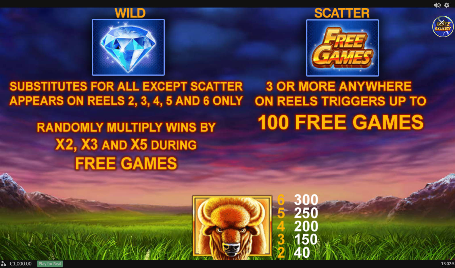 Buffalo Blitz Slot - Paytable - 711cuci