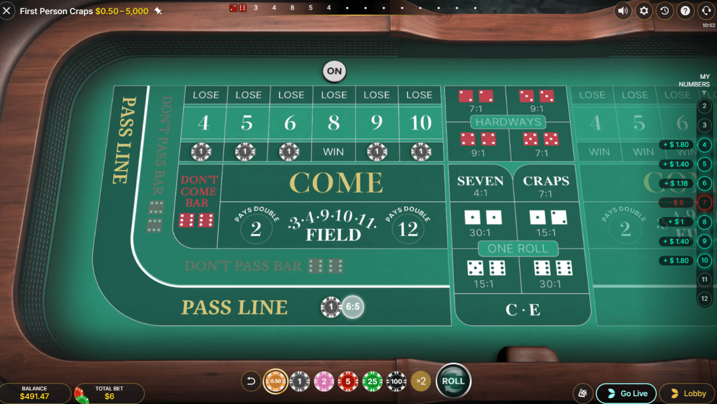 Craps - Interface - 711cuci1